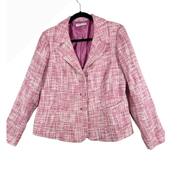Pendleton Pink Tweed Blazer Petite Career Wear‎ Business Casual Jacket Size L - Picture 1 of 10